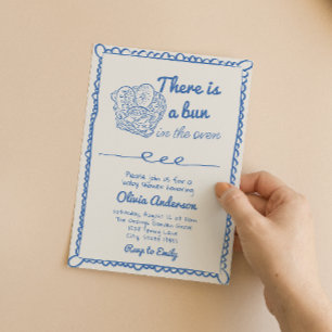 Convites Mão Desenhada Azul No Chá de fraldas Do Garoto For