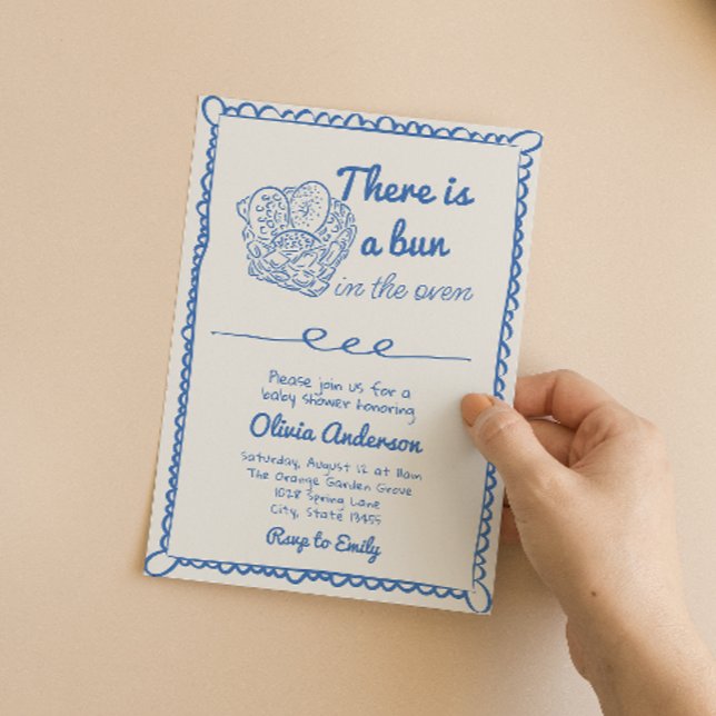 Convites Mão Desenhada Azul No Chá de fraldas Do Garoto For (Criador carregado)