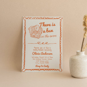 Convites Mão Desenhada Laranja No Chá de fraldas Forno