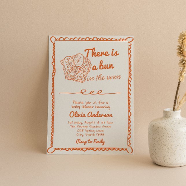 Convites Mão Desenhada Laranja No Chá de fraldas Forno (Criador carregado)