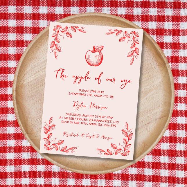 Convites Mão Desenhada Mão Do Nosso Chá de fraldas De Queda (Hand Drawn Apple Of Our Eye Fall Baby Shower Invitation)