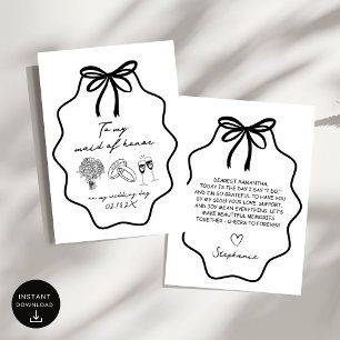 Convites Mão Desenhada Para Minha Madrinha de casamento No