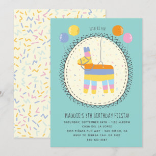 Convites Mão desenhada Piñata Mexicana Fiesta Festa de aniv
