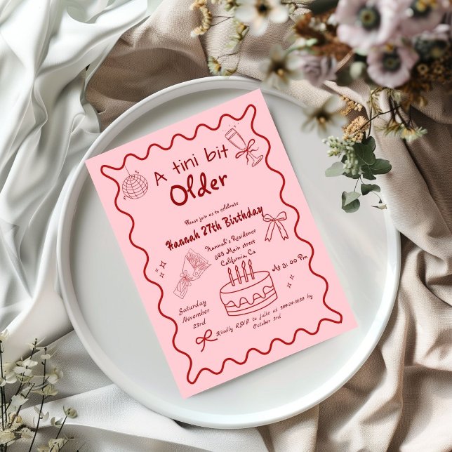 Convites Mão Desenhou Um Tini Bit Antigo Martini Aniversári (Criador carregado)