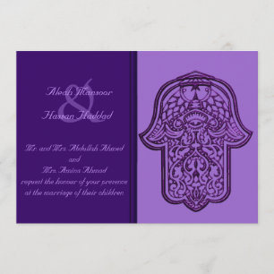 Convites Mão do Henna de Hamsa (roxo) (casamento)