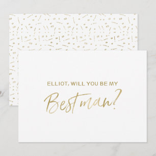 Convites Mão Dourado rotulada "você será meu melhor homem "