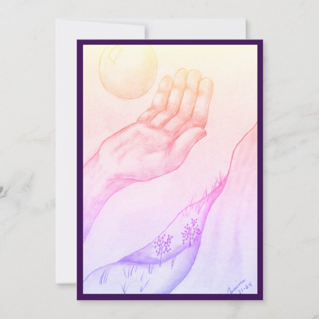 Convites Mão e Spere? - Púrpura plana (Frente)