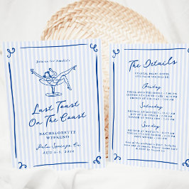 Convites Mão Espanhola Desenhada Azul Último Fim de Semana 