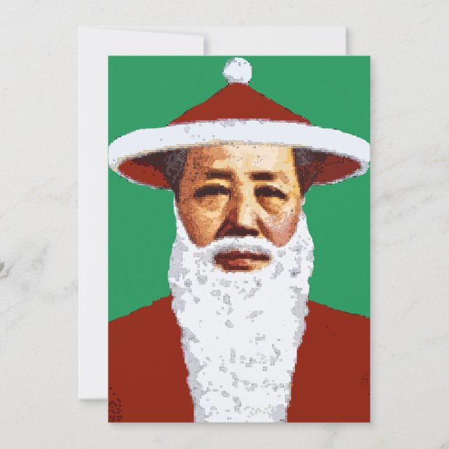 Convites Mao Felry Natal Chinês Pop Art Papai Noel (Frente)
