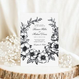 Convites Mão Negra Elegante Desenhada Fúria Em Casamento De