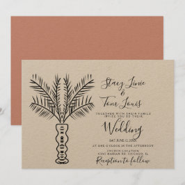 Convites Mão Tropical Palm Tree Desenhada Terrestre