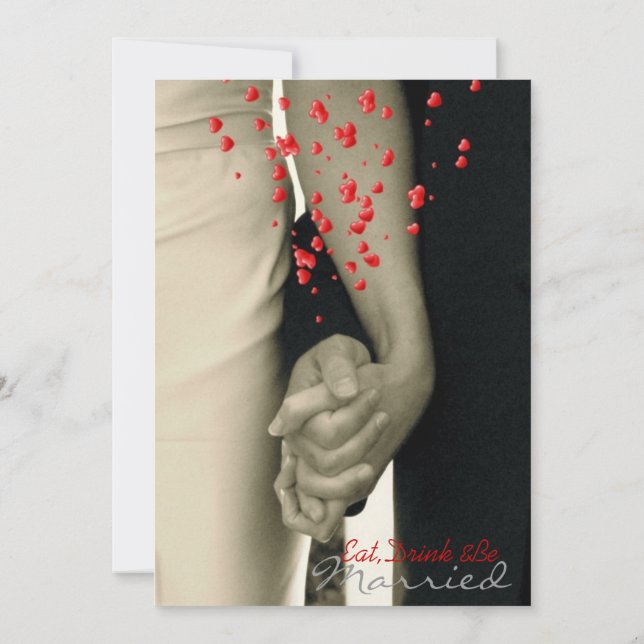 Convites mãos Balack e jantar de ensaio branco do casamento (Verso)