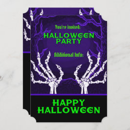Convites Mãos de Esqueleto Roxo