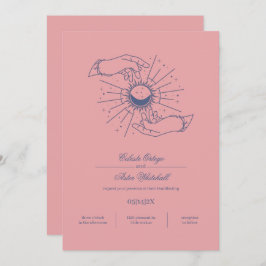Convites Mãos Místicas Rosa e Azul Manipulação Celestial