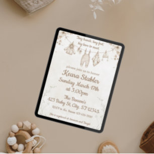 Convites Mãos Pequenas e Chás de fraldas Neutras, Pés Peque