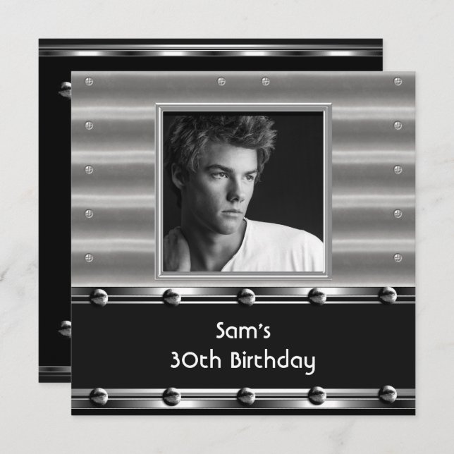 Convites Mãos Pretas Metálicas de Festa aniversário de 30 a (Frente/Verso)