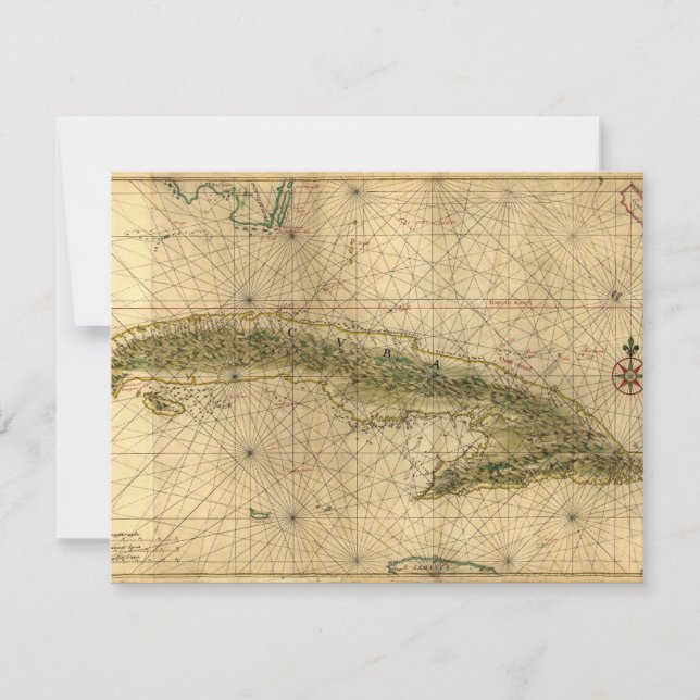 Convites Mapa 1639 histórico de Cuba por Joana Vinckeboons (Frente)