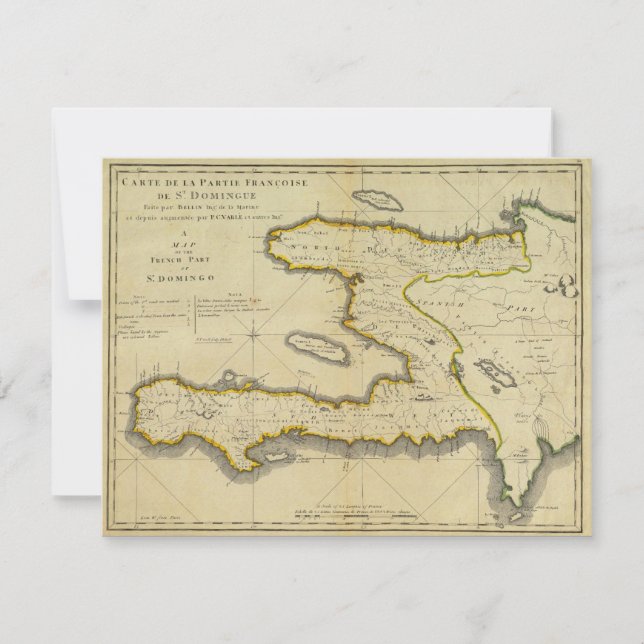 Convites Mapa 1814 de Haiti por Mathew Carey (Frente)
