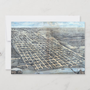 Convites Mapa Aéreo Antigo da Cidade de Austin, Texas de 18