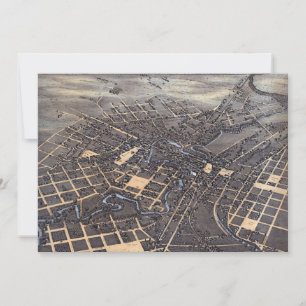 Convites Mapa Aéreo Antigo da Cidade de San Antonio, Texas,