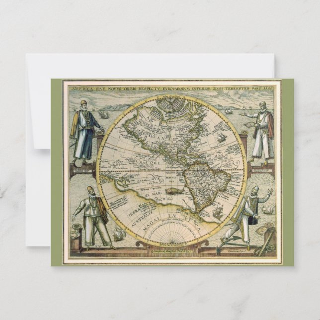 Convites Mapa Antigo, 1596, America Sive Novus Orbis (Frente)