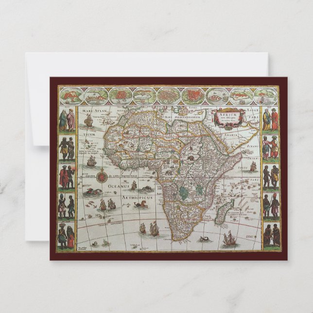 Convites Mapa antigo da África por Blaeu, c.1635 (Frente)