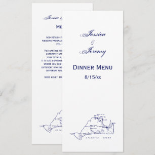 Convites Mapa Antigo da Ilha de Martha's Vineyard #1 Azul M