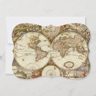 Convites Mapa Antigo do Mundo Antigo por Frederick de Wit, 