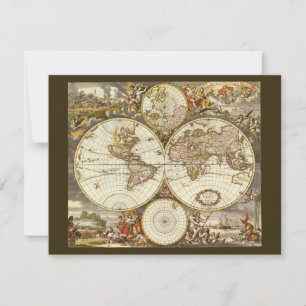 Convites Mapa Antigo do Mundo Antigo por Frederick de Wit, 