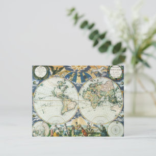 Convites Mapa Antigo do Mundo por Pieter Goos, 1666