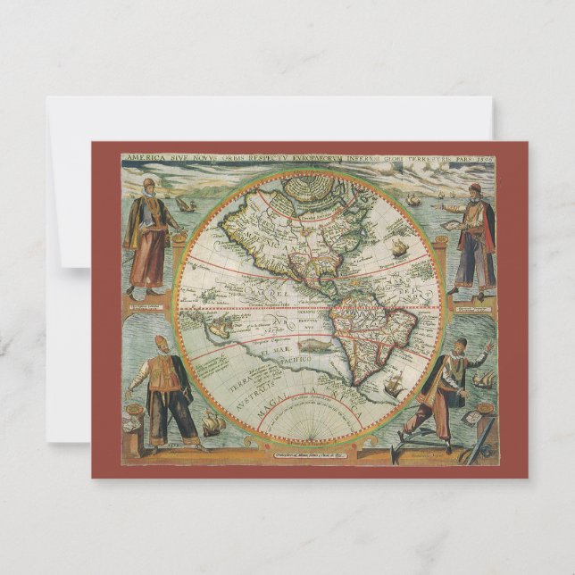 Convites Mapa Antigo do Novo Mundo as Américas, Theodor de  (Frente)