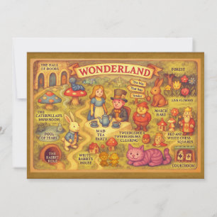 Convites Mapa Caprichoso das Aventuras de Alice no País das