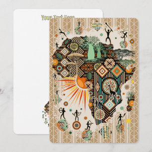 Convites Mapa da África com Elementos Tribais Decorativos