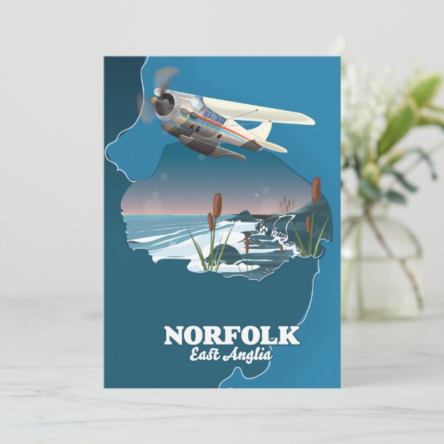 Convites Mapa da Ânglia Oriental de Norfolk  (Em pé/Frente)