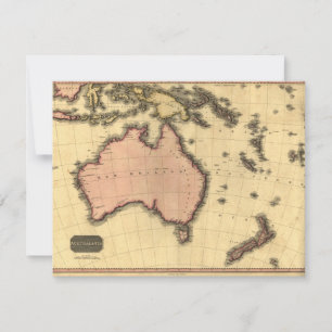 Convites Mapa da Austrália em 1818 - Austrália, Nova Zelând