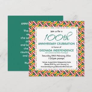 Convites MAPA DA BANDEIRA DE GRENADA Evento de Aniversário 
