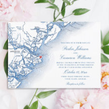 Mapa da Ilha Tybee Casamento Azul Marinho