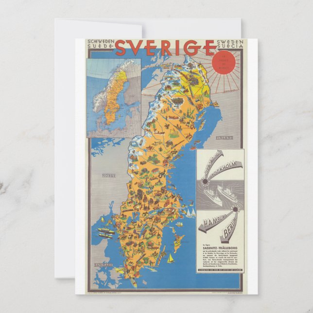 Convites Mapa da Suécia (Frente)