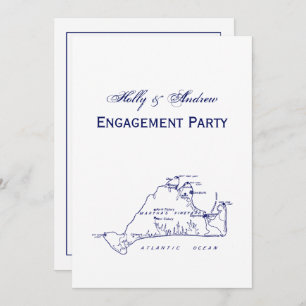 Convites Mapa da Vintagem de Martha nº 1 azul Marinho