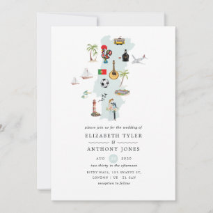 Convites Mapa d'água de Portugal Casamento de Destino