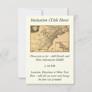 Convites Mapa das Colônias Americanas Vintage 1777 por Phel