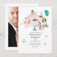 Mapa de aquarela do casamento de destino da Austrá