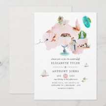 Mapa de Aquarela do Casamento de Destino da Austrá