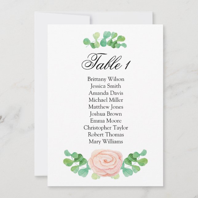 Convites Mapa de assentos verde de verão. Plano de mesa de  (Frente)