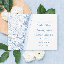 Mapa de Avon-by-the-Sea NJ Casamento Azul Marinho 