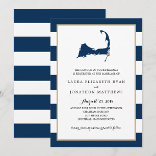 Convites Mapa de Chatham Cape Cod com coração  Casamento