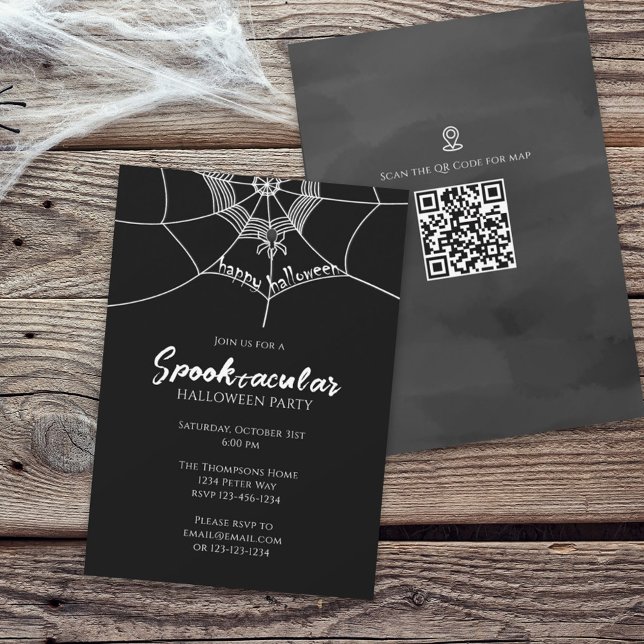 Convites Mapa de Código QR da Web Spider Spooktacular do Ha (Criador carregado)