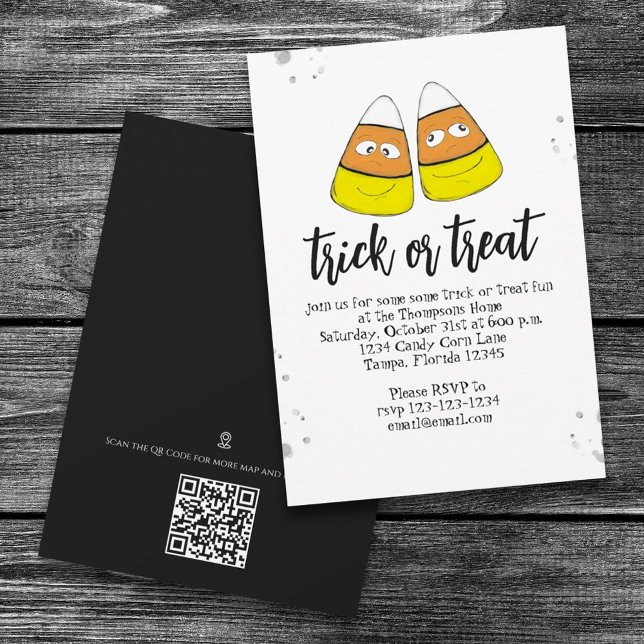 Convites Mapa de Código QR de Doces de Halloween para Truqu (Criador carregado)