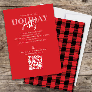 Convites Mapa de Código QR Rústico de Férias de Natal com X
