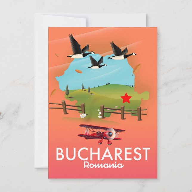 Convites mapa de férias de Bucareste Romênia (Verso)